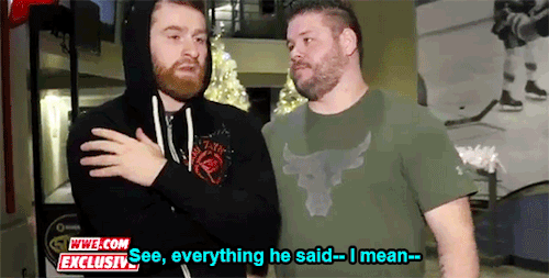 mith-gifs-wrestling:  Oh hi, I’m just gonna watch the way Kevin looks at Sami in that second gif a trillion times, thanks.