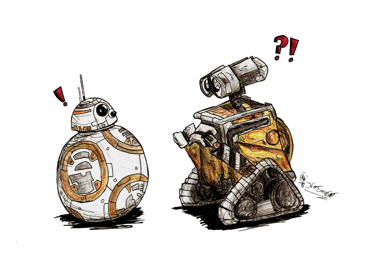JFassenfelt Art — BB8 meets Wall-E, after seeing Stars Wars the...