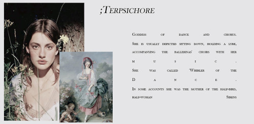 flitwickfilius: @classicnet test 1: get to know the members The Muses are the inspirational goddesse