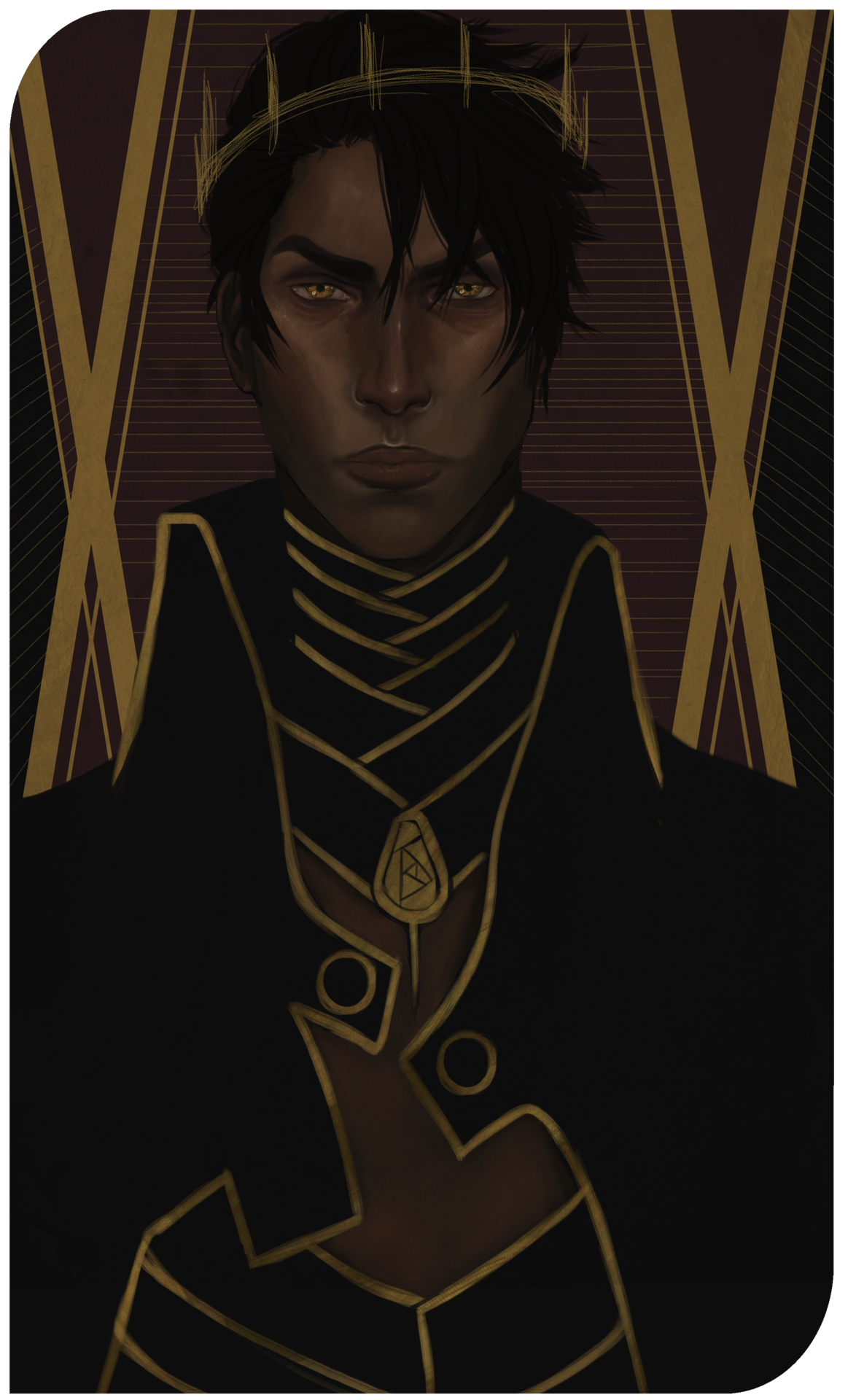 Draft   →   finished version of a character tarot commission for SanctifiedsanityPatreon