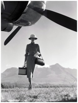 styleite:  Someone knows how to fly in style. Vogue, 1949 by Norman Parkinson 