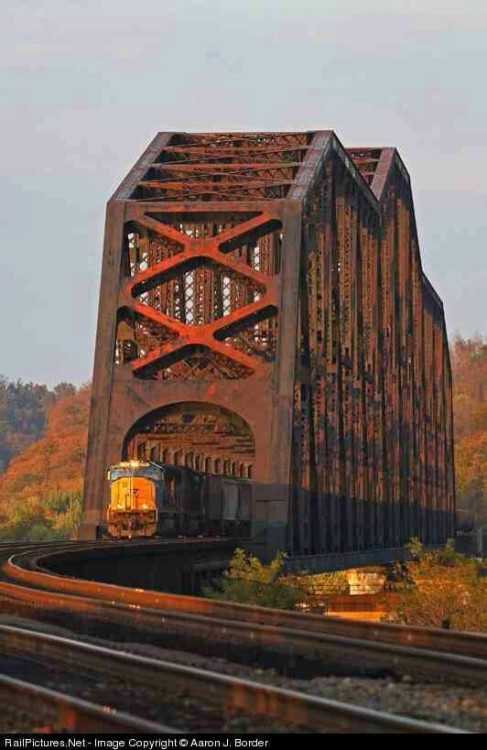 ronone444: Fright Train Crossing the Truss Bridge 🚂