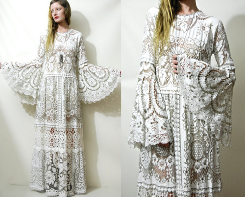 One of kind bell sleeve dress handmade with vintage cotton lace // Available now @ Crux and Crow on 