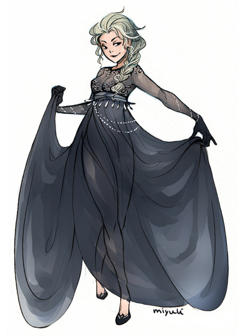 miyuli:  I felt like drawing Elsa in different dresses! Maybe with different powers~ 