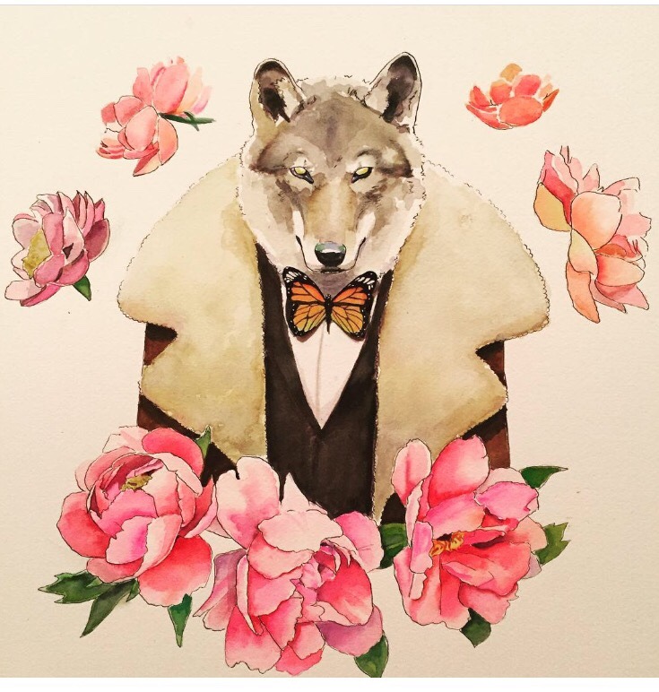 “Wolves in Chic Clothing” watercolor by @felixseearts