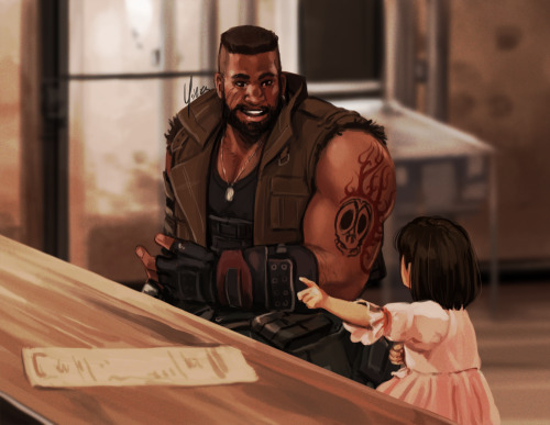 Screenshot redraw of my favorite part so far, this was the cutest shit, Barret for best dad.