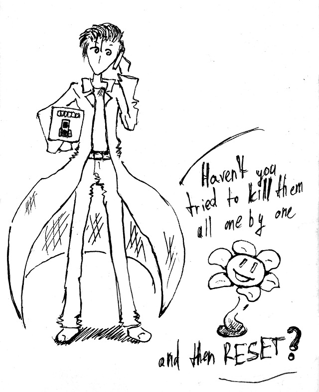 Flowey meets Okabe,
Flowey meets Noel #Undertale#Steins; Gate#Witchs Heart#crossover #reset time!  #there is an ending in SG where Okabe is like Flowey  #but Noel willnever be the same  #Pure Cinnamon Roll  #I hope Noel withstand this Flowey monster  #I drew them with 5 mounth interval  #I havent posted SG ver yet but now I post it because of WH #Osakazaurs Drawings#Flowey#Okabe Rintaro#Okarin#Noel Levine