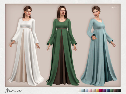 emilyccfinds: Nimue Dress by SifixCreated for: The Sims 4 A layered medieval fantasy dress with long