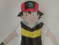 dashingcatameringue:Redrew that one pose from the X&amp;Y anime. Decided to draw Ash from the Sinnoh region instead. Also I couldnt get the frown to look right so I went with this instead. Channel the Angst!