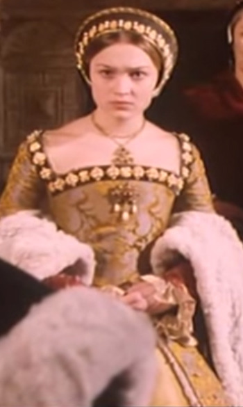 This beautiful Tudor era costume was first created for Sophia Myles as Lady Jane Grey in the 1996 ad