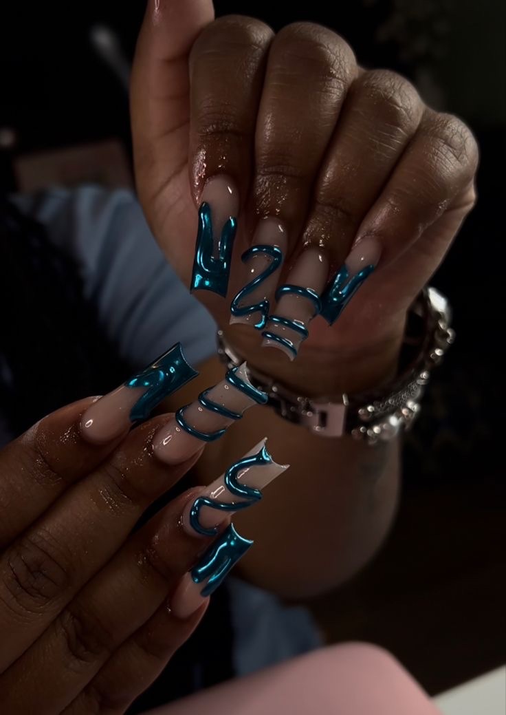 blue nails on Tumblr