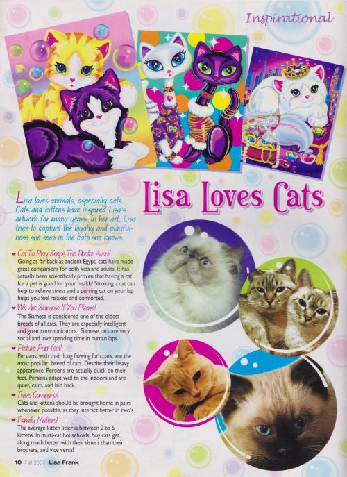 “Lisa Loves Cats”From the Fall 2005 Lisa Frank Magazine 
