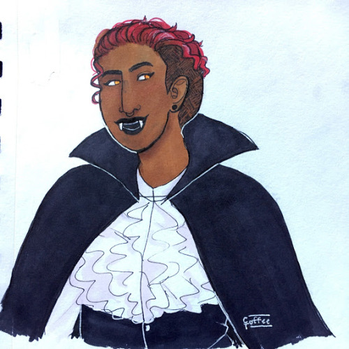 coffeetoffeeart:bisexual vampire goddess[A traditional drawing of Aubrey Little in a vampire costume