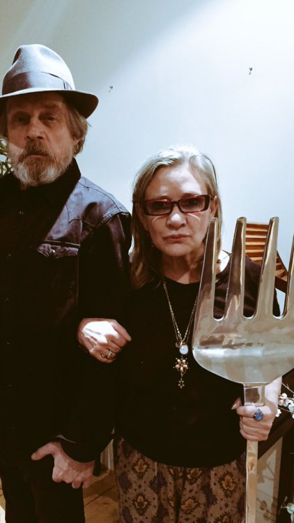 lifeonqueen:lukemara:carrieffisher  The fork surrounds you, binds you, &amp; feeds you&hell