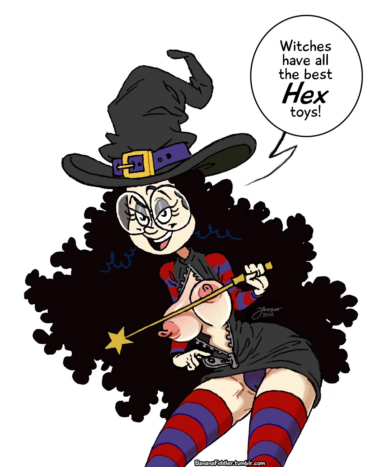 bananafiddler:  Hey Zaribot, did you pick a name for your witch OC, yet? If not,