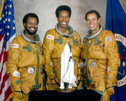 just&ndash;space:  Three of the ‘Thirty-Five New Guys’ : On January 16, 1978, NASA announces the first astronaut class in nine years, which included the first African Americans. (via NASA)