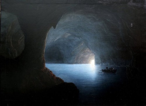 starxgoddess:Carl Friedrich Seiffert (1808-1891), the blue grotto on the island of Capri ,1860