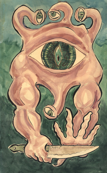  Here’s some more eyeball monsters.   Ink & watercolor on paper, 5"x8" 