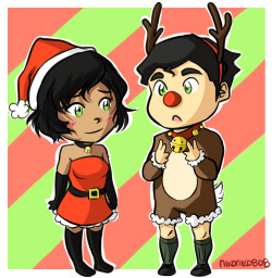 nikoniko808:  For cadetheespeon Some chibi bopal holiday cuteness :3 Hope you like it! Have a nice Christmas!