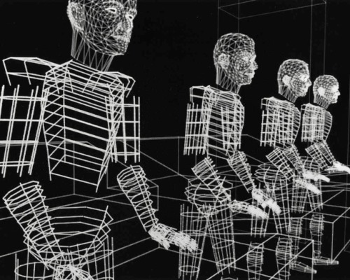 talesfromweirdland:3D models by Rebecca Allen for the 1986 Kraftwerk video, “Musique Non-Stop”.My fa