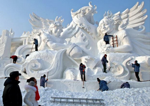 The Harbin International Snow and Ice Festival, famous for its spectacular sculptures and giant repl