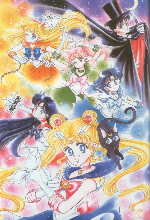 sailormoonartblog:All the main cast gets together for this amazing illustration from the first artbo