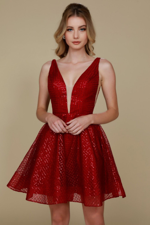 Cutest red dress with V open back with zipper closure. 