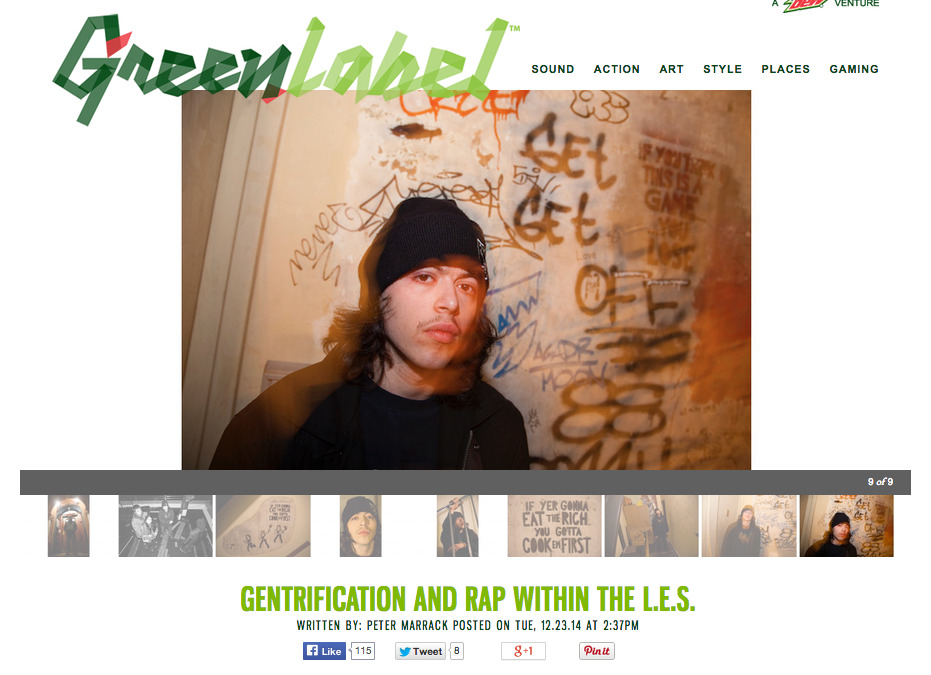 A short photo portrait I shot for Green Label on LES rapper Slicky Boy.
Click photo for story.