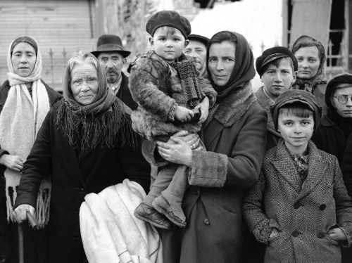 A group ofrefugees in La Gleize (Belgium, January 2nd,1945).  The war-torn town has been recaptured 