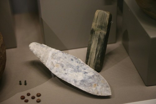 Prehistoric flints, scrapers and hand tools, Wiltshire Museum, Devizes, March 2016.