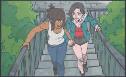 artsypencil:   Asami and Korra Piggyback Date     Something short, sweet, and a bit silly.  Korra carries Asami but doesn’t want to let her down cause Asami looks so happy. Naturally Korra eventually collapses but she doesn’t end up unrewarded, heehee!