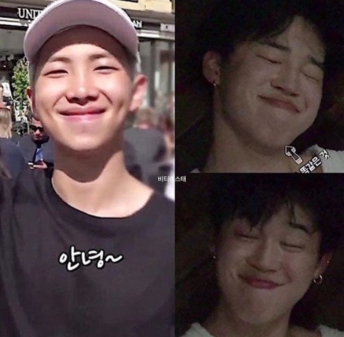 hanxju:Jimin imitating namjoon’ smile is justOh Jimin~