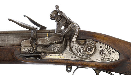 Silver decorated and monogrammed double barrel flintlock shotgun owned by Napoleon II, son of Napole