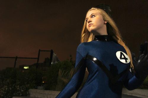 thefalsefacesociety:  Cosplay Spotlight!   Aurora from the False Face Society as Sue Storm-the Invisible Woman and Harley Quinn 