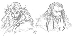 dapperowl:  Kili and Fili from Le Hobbittttt.  I am so charmed by the dwarves ;;  I really want to draw Nori and Dori—dem braids. 