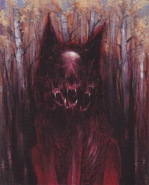 ex0skeletal-undead:puppppp // gouache painting on paper (3x4 inches)byDusty Ray Slop ArtPrints avail