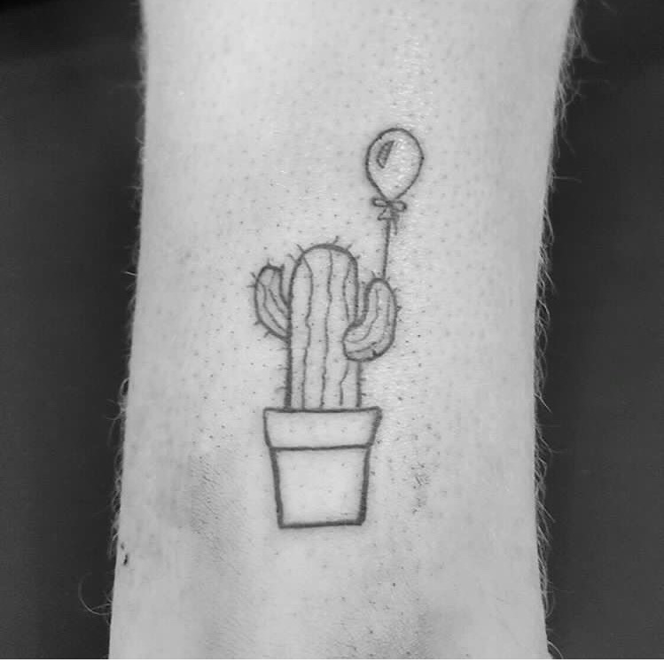 Minimalist Small Cactus Tattoo by jnopain  Tattoogridnet
