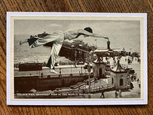 ‘Mrs Perry touching the Grandest Pier in the World, Brighton (Smoke and spitting into the Wind 37)’ a collage by Mark Lazenby. Thank you @marklazenby #brighton #palacepier #brightonpier (at Brighton and...