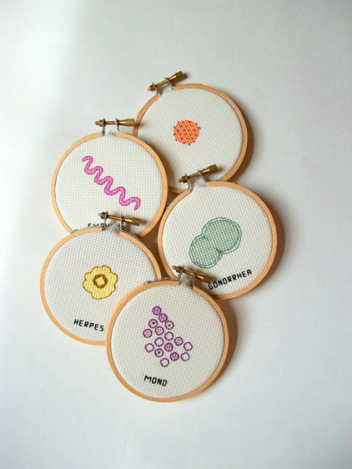 artandsciencejournal: Cross-Stitching Science! Alicia Watkins of Watty’s Wall Stuff makes these awe