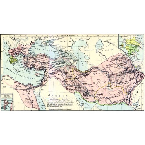 Map of the Macedonian Empire by Alexander the Great, Armenia unconquered.Historical Atlas by William