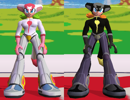 choco-shorty:Kitty-N costumes in both bust a groove games :D