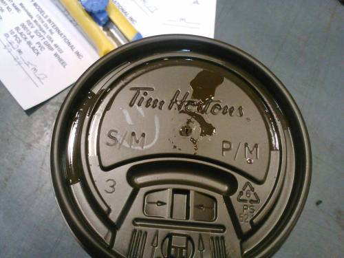I wonder if those far fewer American Tim Horton’s put smilies on the tops like that.  Seems like a canadian thing to do really…