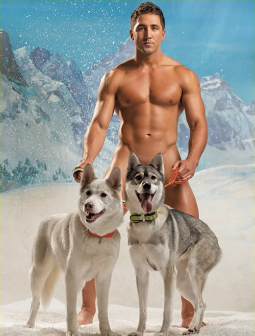Gavin Henson naked with 2 dogs