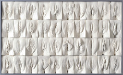 divasdishblog:  Besides being the greatest pun ever, &ldquo;The Great Wall of Vagina&rdquo; is a 10-panel polyptych series by British artist Jamie McCartney made up of 400 molds of the vaginas of 400 different women.  The women depicted ranged in