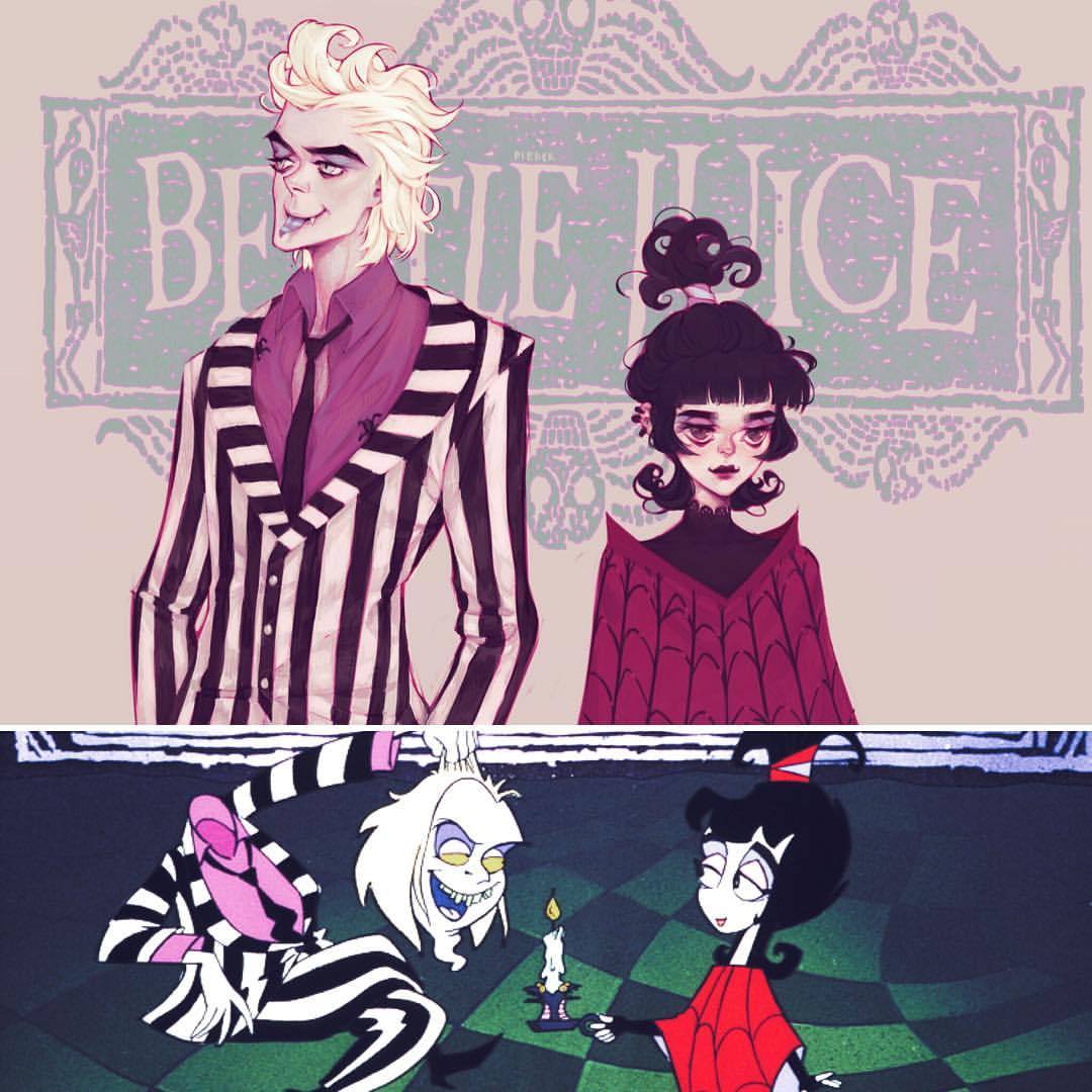 mioree:  I wanted to post one more comparison between my #Beetlejuice painting and