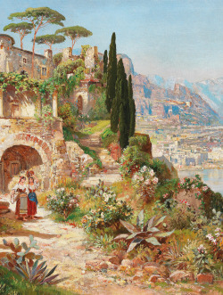 jaded-mandarin:  View of Lake Como, 19th Century. Detail. 