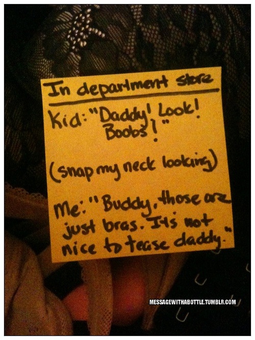 wefellinlove:  mrmosbyisgettingtiredofyourshit:  Post it notes from a stay-at-home dad (part 1)  This is adorable. 