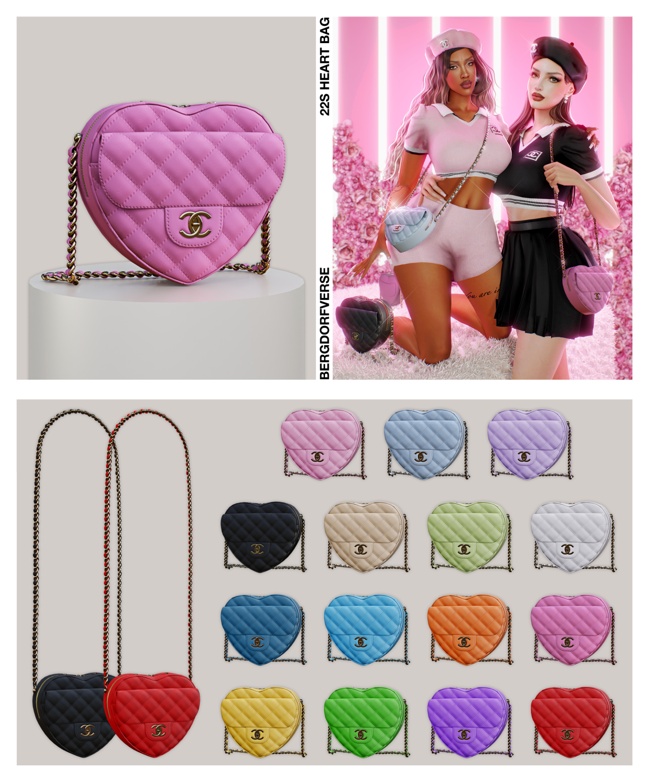 LV GAME ON CŒUR HEART BAG  Sims 4 collections, Bags, The sims 4 packs