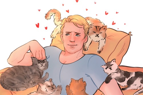 starstruckmyths:firulaispng:steve covered in kittens for @bladeofthenebula27 ‘s fic Soldi