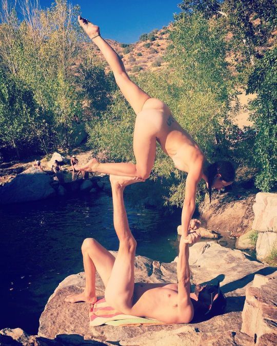 ayearoferewhon:  For the archives.Naked acro at the hot springs! So happy I got to